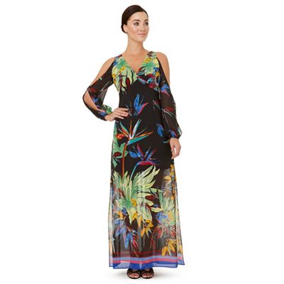 Multicoloured 'Rosey' slit sleeves dress
